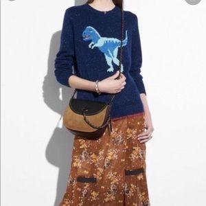 COPY - NWT COACH 10495 Black Turnlock Saddle In Colorblock Mixed Materials $495